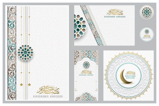 دانلود وکتور ست جذاب ماه رمضان Six sets of ramadan kareem