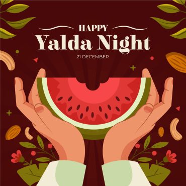دانلود وکتور طرح هندوانه شب یلدا Flat illustration for yalda night