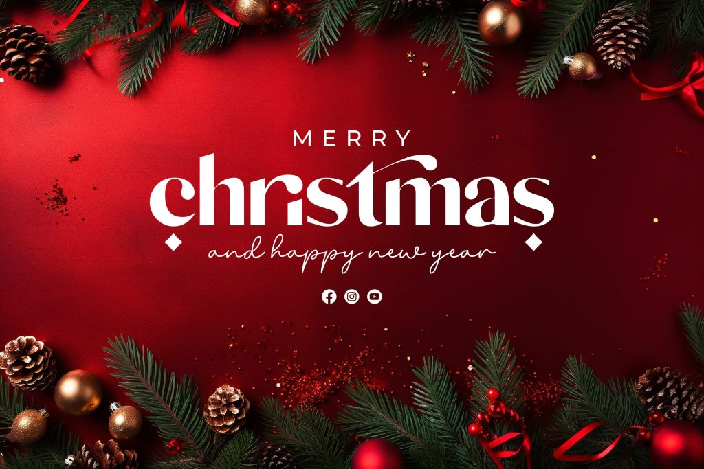 دانلود فایل لایه باز بنر کریسمس Merry christmas and happy new year banner