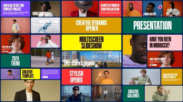 دانلود پروژه افترافکت اسلایدشو Colorful Multiscreen Slideshow