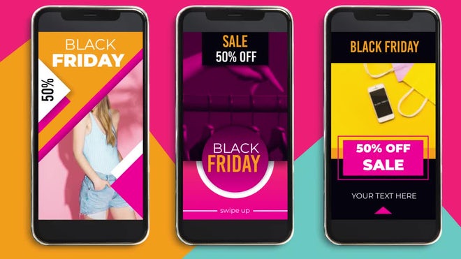 دانلود پروژه افترافکت 24 استوری جمعه سیاه Black Friday Stories Pack