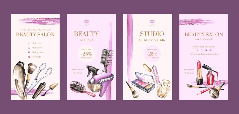 دانلود وکتور استوری اینستاگرام سالن زیبایی Beauty salon instagram