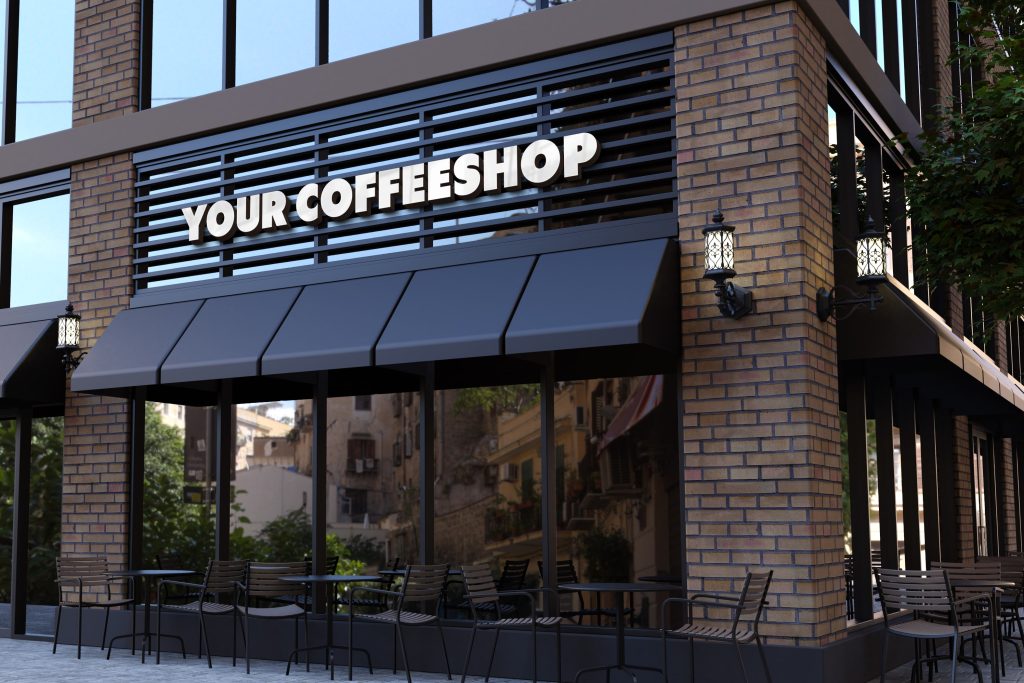 دانلود فایل لایه باز موکاپ لوگو کافی شاپ logo mockup coffee shop