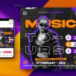 دانلود فایل لایه باز پوستر موزیک Music Tour Flyer